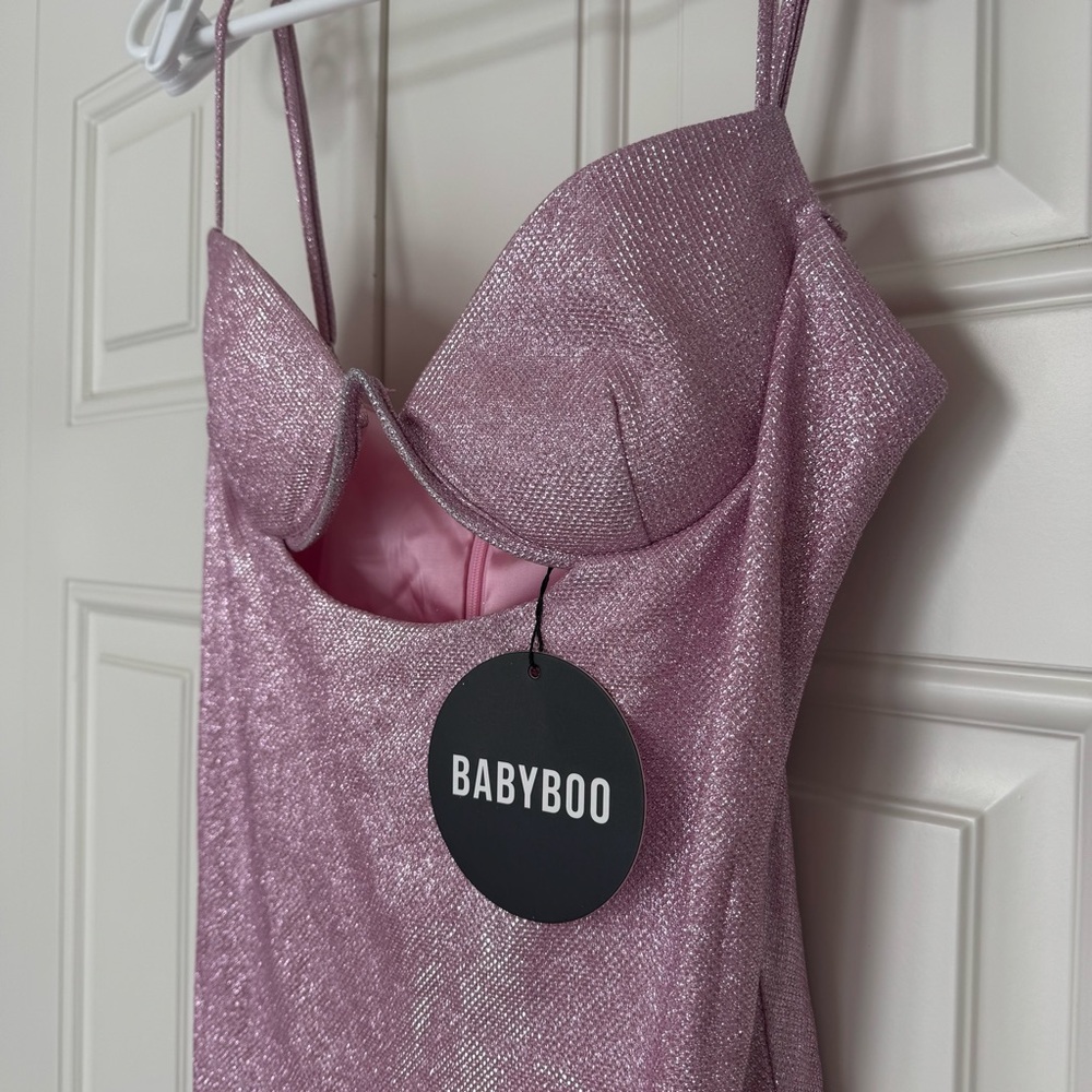 New Babyboo Mya Pink Glitter Mini Dress - Picture 3 of 9